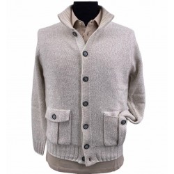 Cardigan uomo sabbia in cashmere Made in Italy